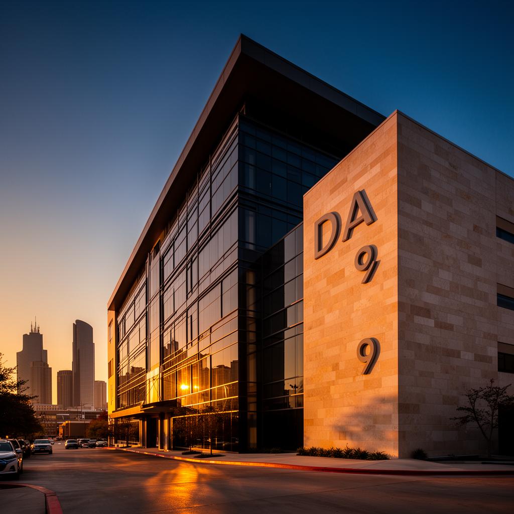 Exterior of a Phoenix data center at golden hour